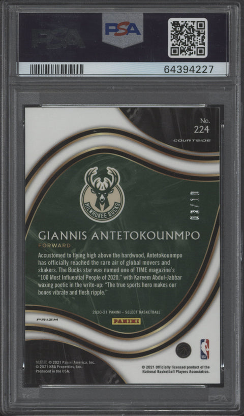 2020/21 Panini Select Giannis Antetokounmpo Gold Disco Prizm Card /10 PSA 9 #224