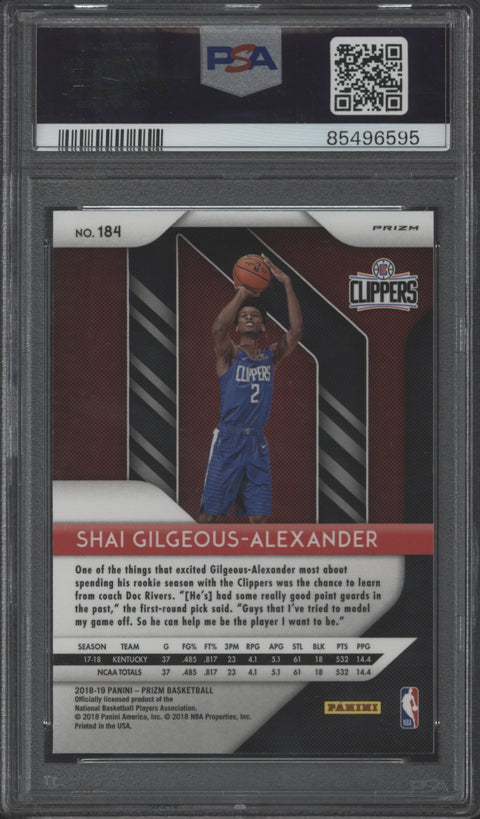 2018/19 Panini Prizm Shai Gilgeous-Alexander Rookie Silver PSA 9 #184