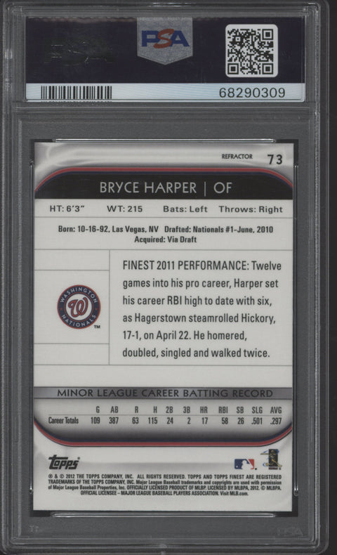 2012 Finest Bryce Harper Rookie Refractor PSA 10 #73