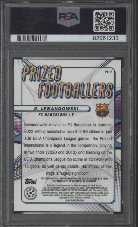 2022 Finest Robert Lewandowski Auto #17/154 #PF7 PSA 9 Auto 10