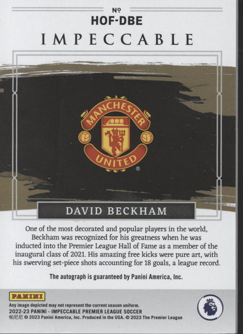 2022/23 Panini Impeccable David Beckham Auto /75 #HOF-DBE
