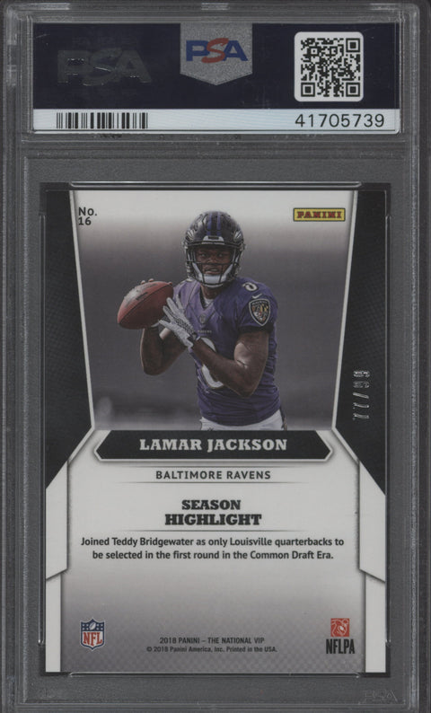 2018 Panini National VIP Lamar Jackson Card #16 77/99 PSA 10