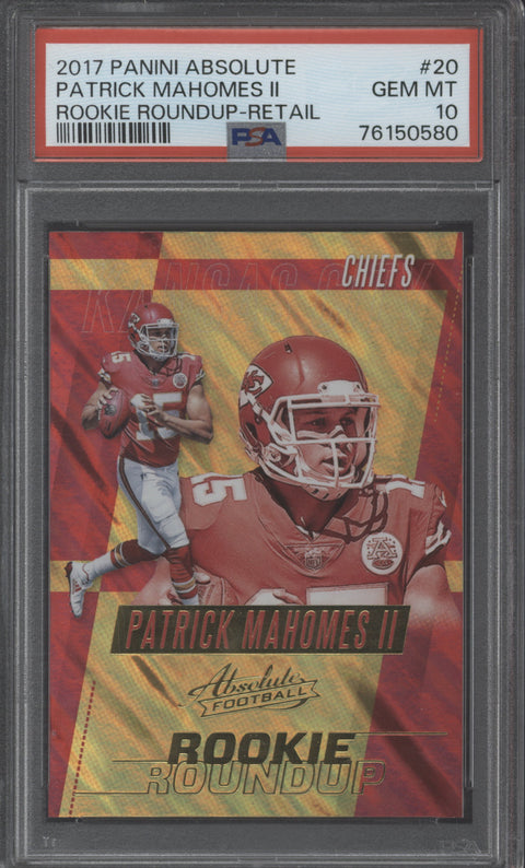 2017 Absolute Patrick Mahomes Rookie Roundup PSA 10
