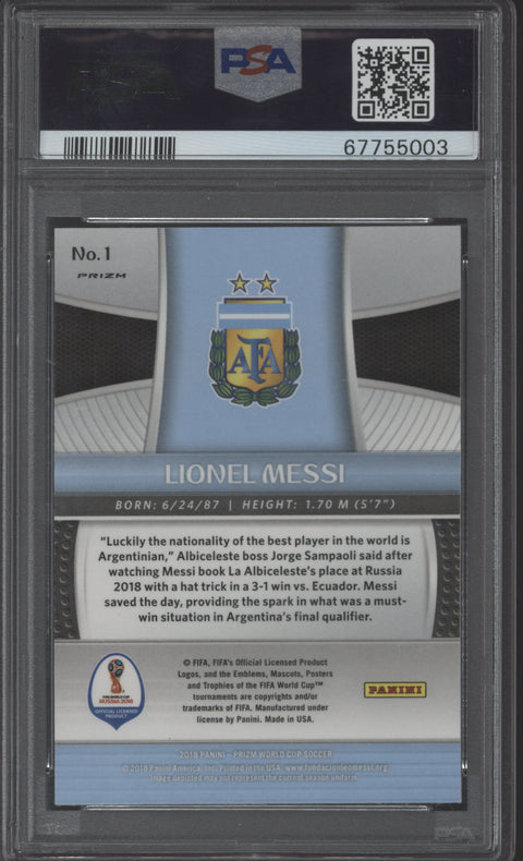 2018 Prizm World Cup Lionel Messi Black Gold Wave #1 PSA 9