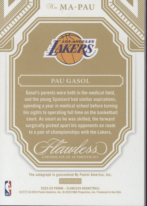 2022/23 Flawless Pau Gasol Momentous Auto Emerald /5 #MA-PAU