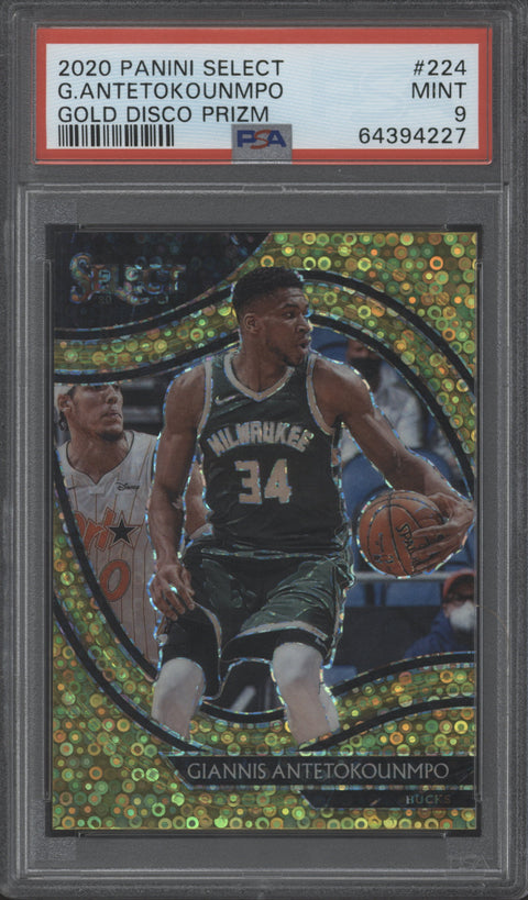 2020/21 Panini Select Giannis Antetokounmpo Gold Disco Prizm Card /10 PSA 9 #224