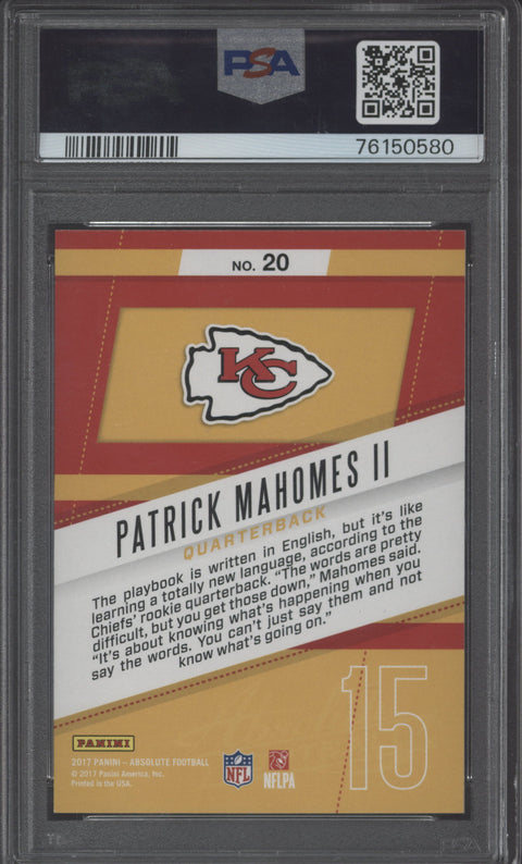 2017 Absolute Patrick Mahomes Rookie Roundup PSA 10