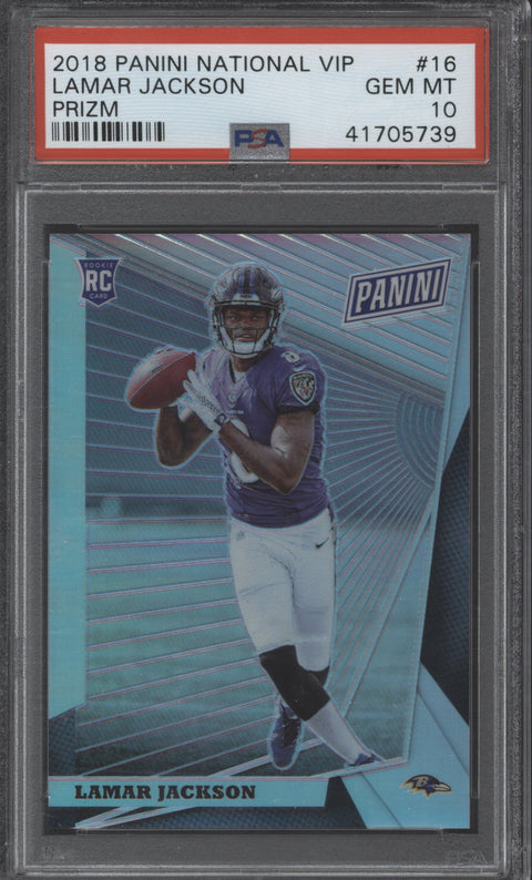 2018 Panini National VIP Lamar Jackson Card #16 77/99 PSA 10