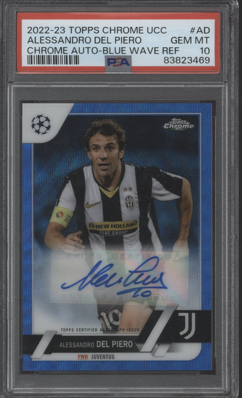 2022 Topps Chrome Alessandro Del Piero Blue Wave Auto #21/75 PSA 10