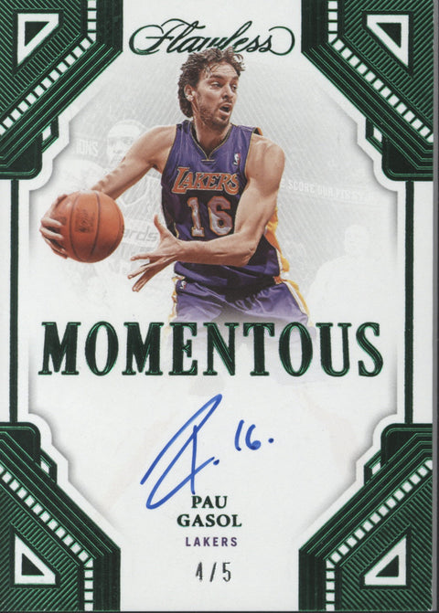 2022/23 Flawless Pau Gasol Momentous Auto Emerald /5 #MA-PAU