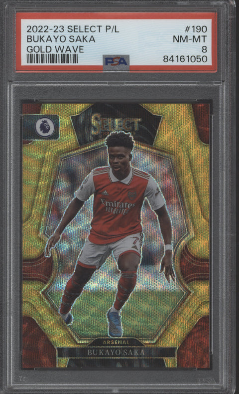 2022 Select Bukayo Saka Gold Wave PSA 8 #190 #7/10