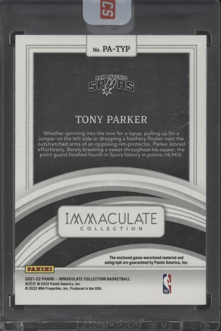 2021/22 Panini Immaculate Tony Parker Patch Auto 46/49 #PA-TYP