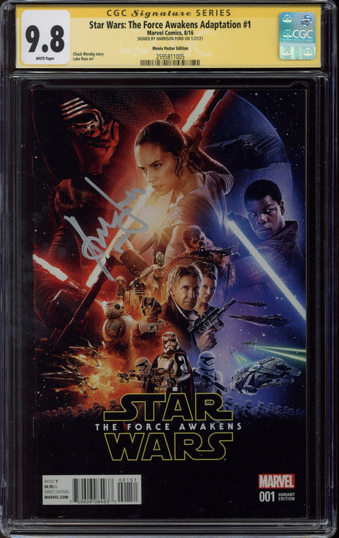 Star Wars: The Force Awakens Adaptation #1 CGC 9.8 (W) Signed By Harrison Ford *2595811005*