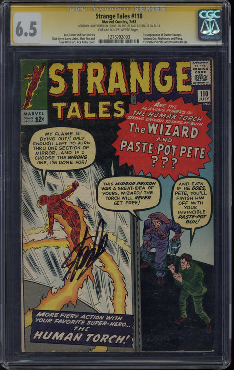 Strange Tales #110 CGC 6.5 (C-OW) Signed By Stan Lee & Leiber *1275992003*