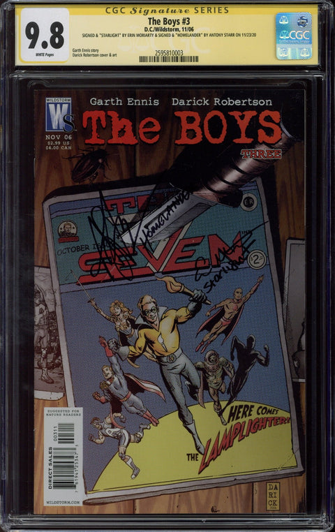 The Boys #3 CGC 9.8 (W) Signed By Erin Moriarty & Antony Starr *2595810003*