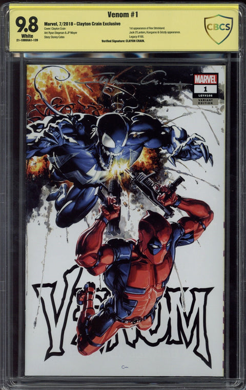 Venom #1 CBCS 9.8 (W) Variant Cover B Signed By Clayton Crain *21-1DB55A1-120*