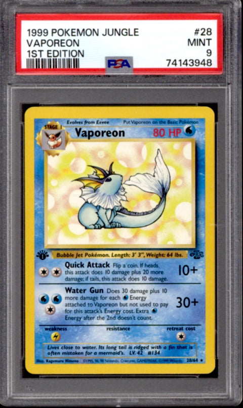 Pokemon Jungle 1st Edition Vaporeon 28/64 PSA 9