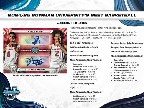 2024/25 Bowman University Best Basketball Hobby