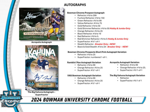 2024 Bowman University Chrome Football Hobby Jumbo