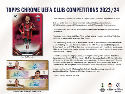 2023/24 Topps Chrome UEFA Club Competitions Soccer Hobby Jumbo