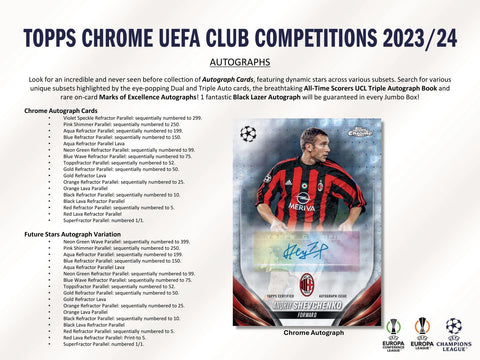 2023/24 Topps Chrome UEFA Club Competitions Soccer Hobby Jumbo