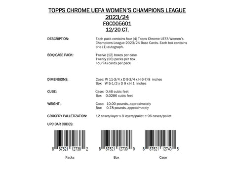 2023/24 Topps Chrome UEFA Women's Champions League Soccer Hobby