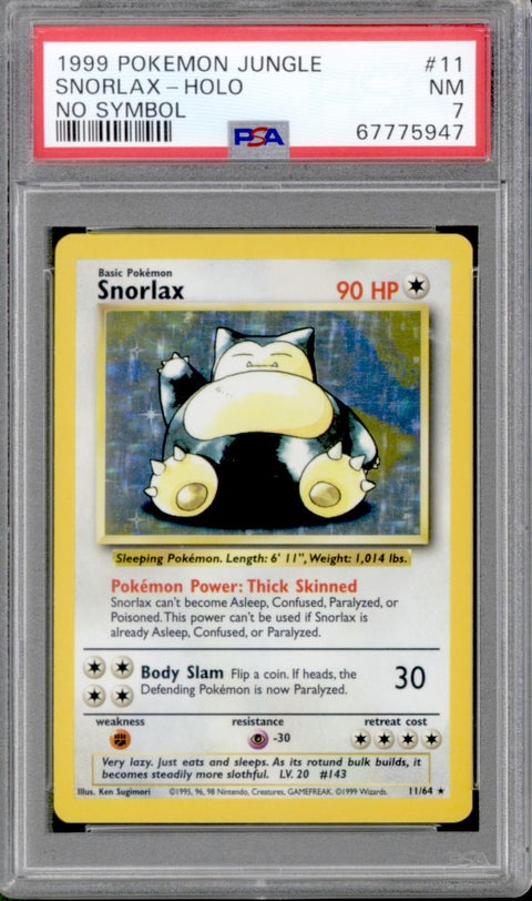 Pokemon Jungle No Symbol Snorlax 11/64 PSA 7