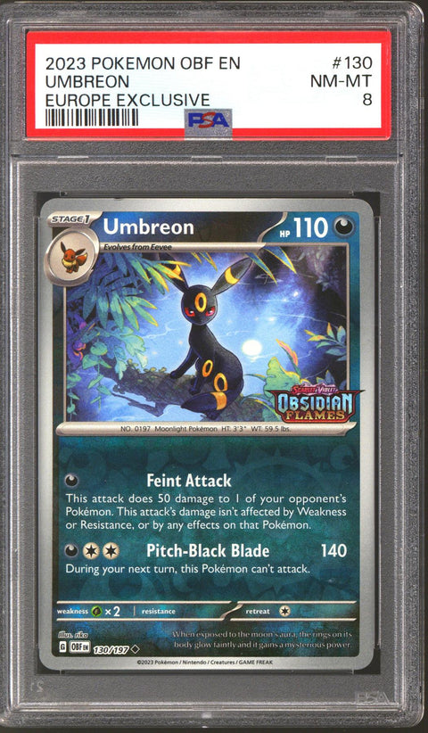 Pokemon Obsidian Flames EU Europe Exclusive Promo Umbreon 130/197 PSA 8