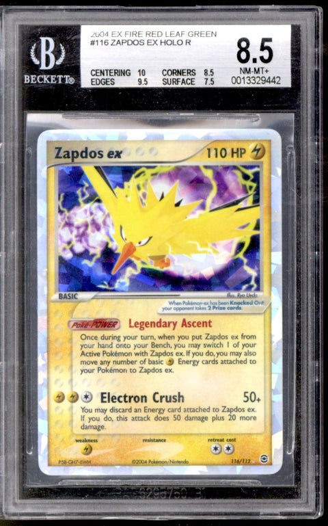 Pokemon Fire Red Leaf Green Zapdos ex 116/112 BGS 8.5 (10, 8.5, 9.5, 7.5)