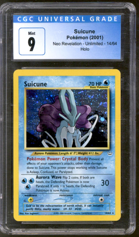 Pokemon Neo Revelation Suicune 14/64 CGC 9