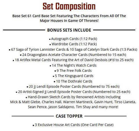 Game Of Thrones The Great Houses Hobby (Rittenhouse 2025)