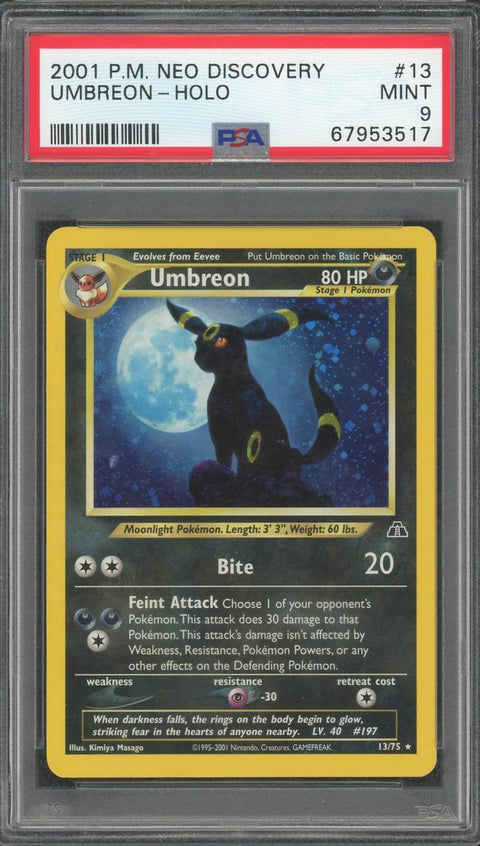 2001 POKEMON NEO DISCOVERY 13 UMBREON-HOLO PSA 9