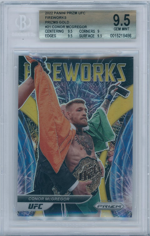 2022 Panini UFC Prizm Fireworks #21 Conor McGregor Prizms Gold 2/10 BGS 9,5