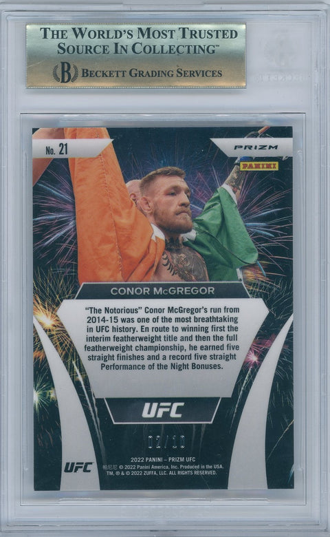 2022 Panini UFC Prizm Fireworks #21 Conor McGregor Prizms Gold 2/10 BGS 9,5