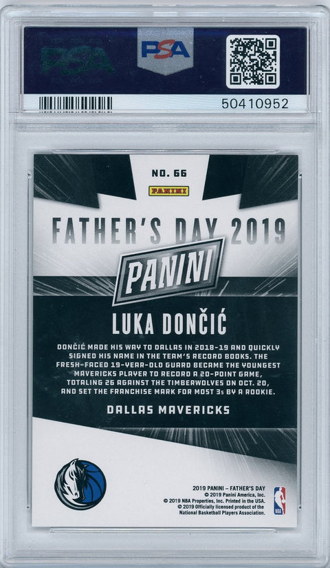 2019 Panini Basketball Father's Day #66 Luka Doncic Holo 50/50 PSA 10