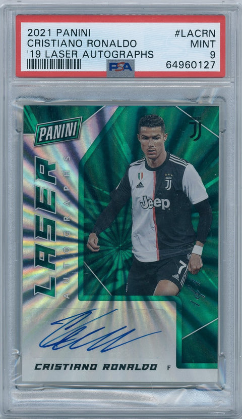 2021 Panini Soccer Laser Autographs #LA-CRN Cristiano Ronaldo 1/1 PSA 9