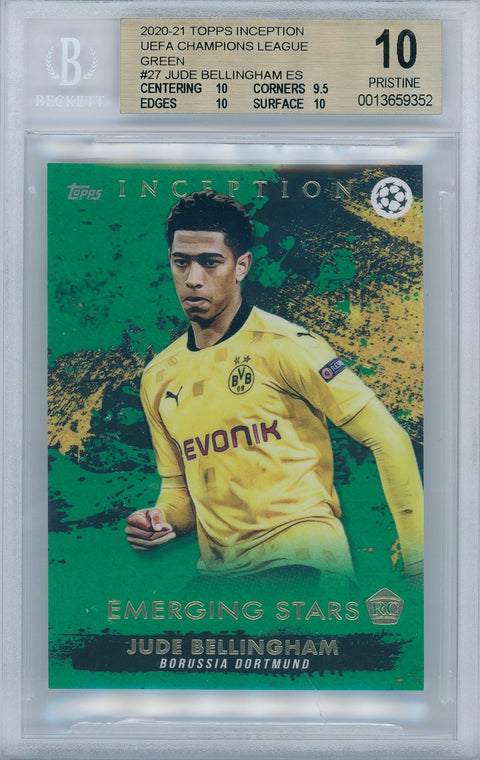 2020/21 Topps Soccer Inception UCL #27 Jude Bellingham Emerging Stars 39/99 BGS 10