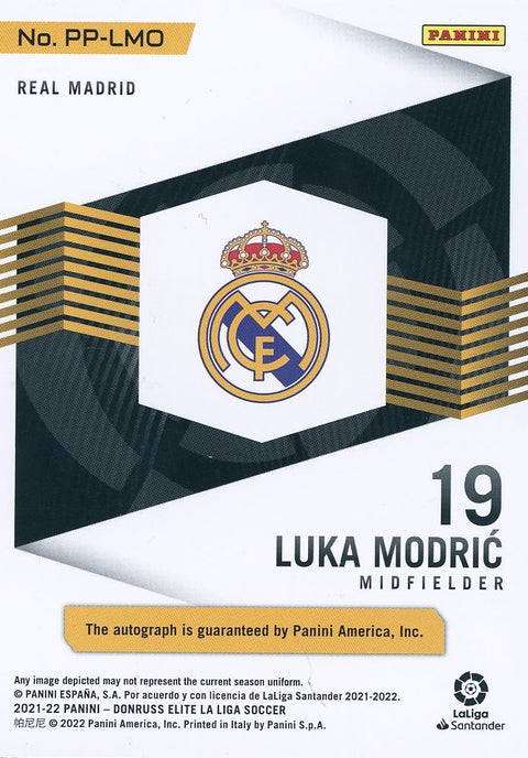 2021/22 Panini Soccer Donruss Elite #PP-LMO Luka Modric Pen Pals 2/3 Auto