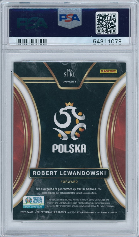 2020 Panini Soccer Select UEFA Euro #SI-RL Robert Lewandowski Signatures PSA 8