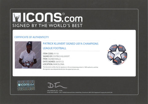 Patrick Kluivert Autographed UEFA Champions League Adidas Football