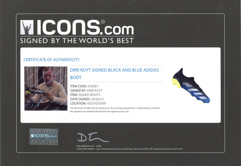 Dirk Kuyt Autographed Black and Blue Adidas Cleat
