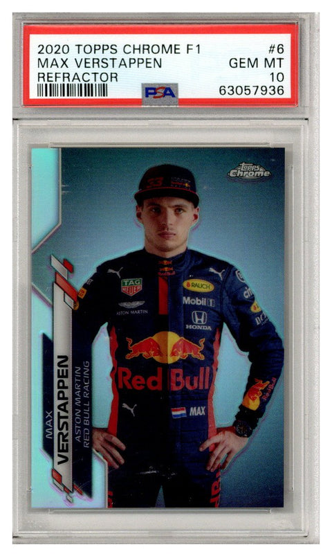 2020 Topps Chrome F1 Refractor Max Verstappen #6 PSA 10