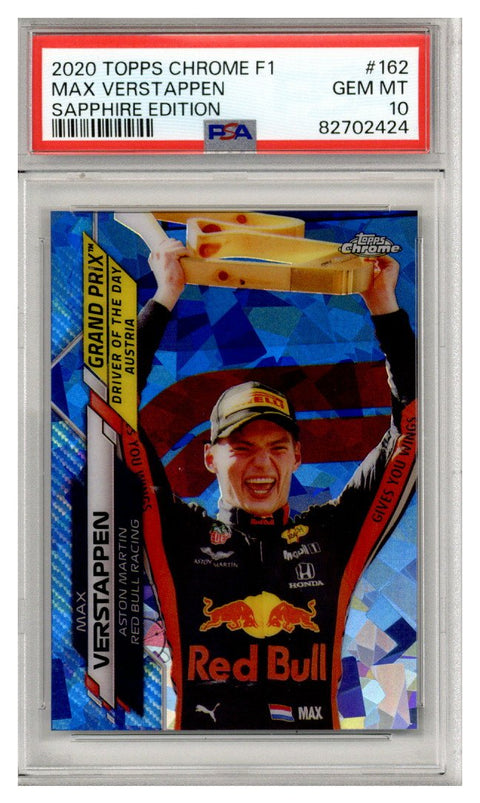 2020 Max Verstappen PSA 10 Topps Chrome F1 Sapphire #162