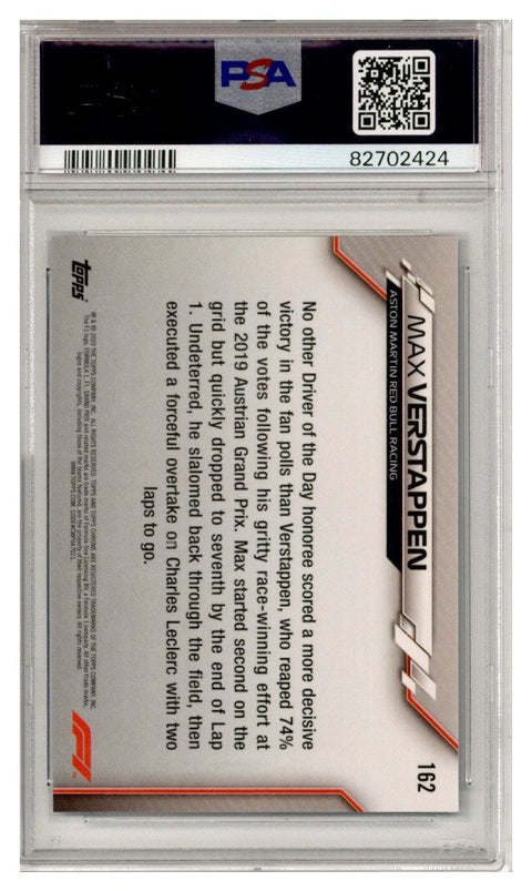 2020 Max Verstappen PSA 10 Topps Chrome F1 Sapphire #162