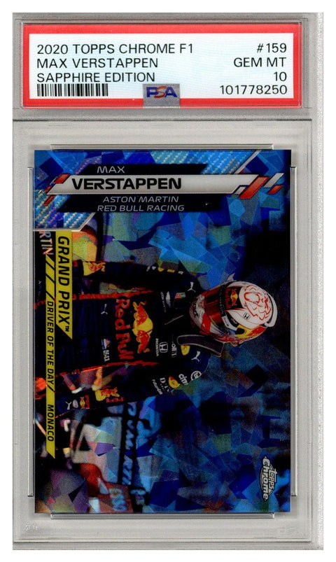 MAX VERSTAPPEN 2020 Topps Chrome F1 SAPPHIRE #159 PSA 10