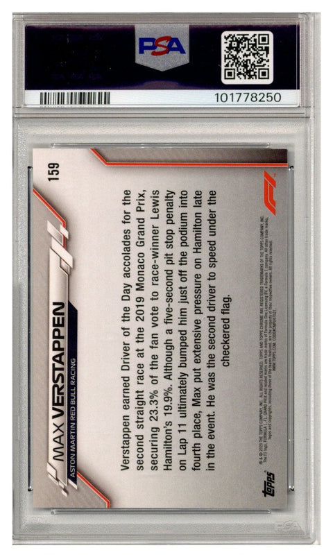 MAX VERSTAPPEN 2020 Topps Chrome F1 SAPPHIRE #159 PSA 10
