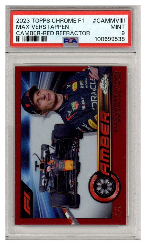 2023 Topps Chrome F1 Max Verstappen Camber Red Refractor #2/5 PSA 9