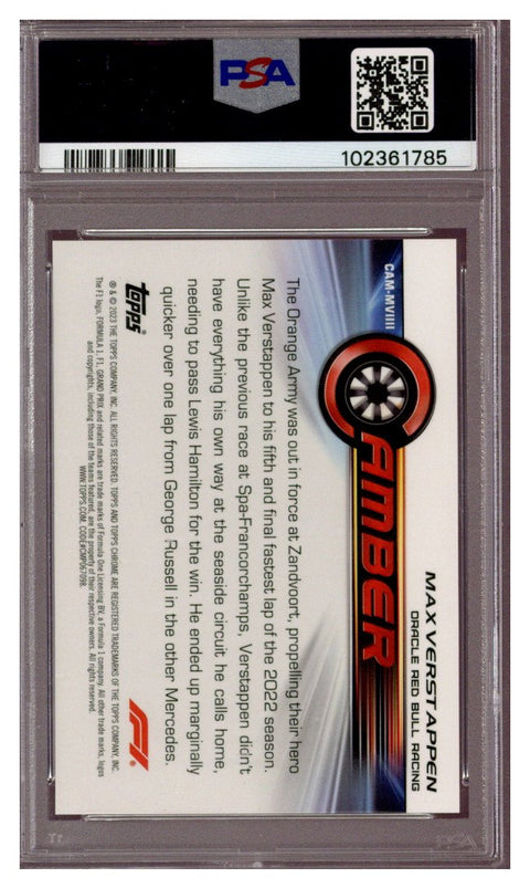 2023 Topps Chrome F1 Max Verstappen Camber Orange Refractor 16/25 PSA 10