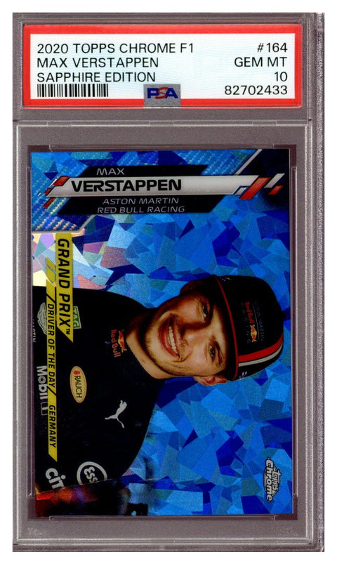 2020 Max Verstappen PSA 10 Topps Chrome F1 Sapphire #164