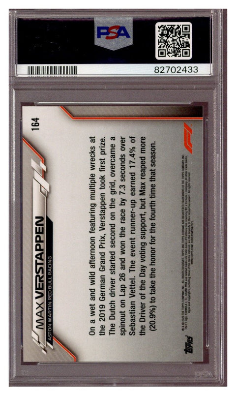 2020 Max Verstappen PSA 10 Topps Chrome F1 Sapphire #164